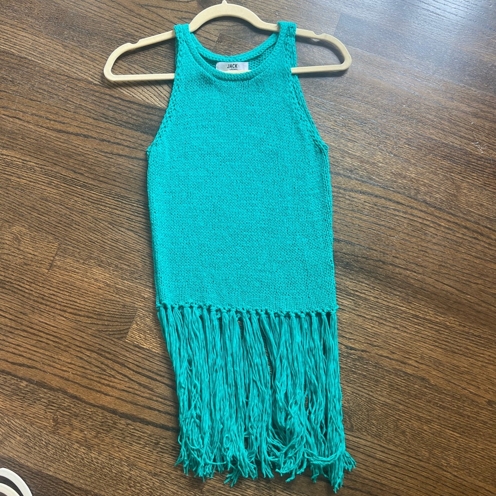 Jack by BB Dakota Blue Fringe Knit Top in a Small